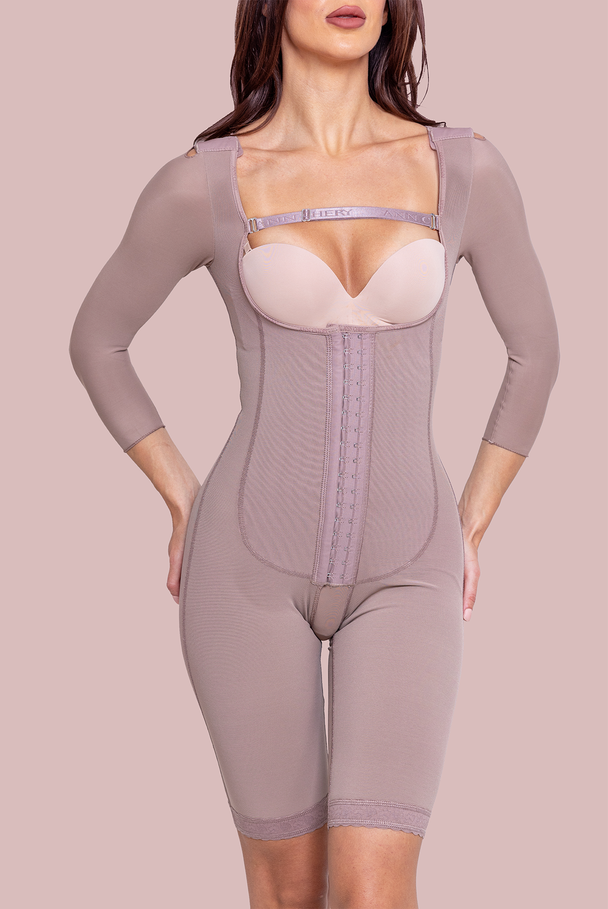 Knee-length full-body compression garment